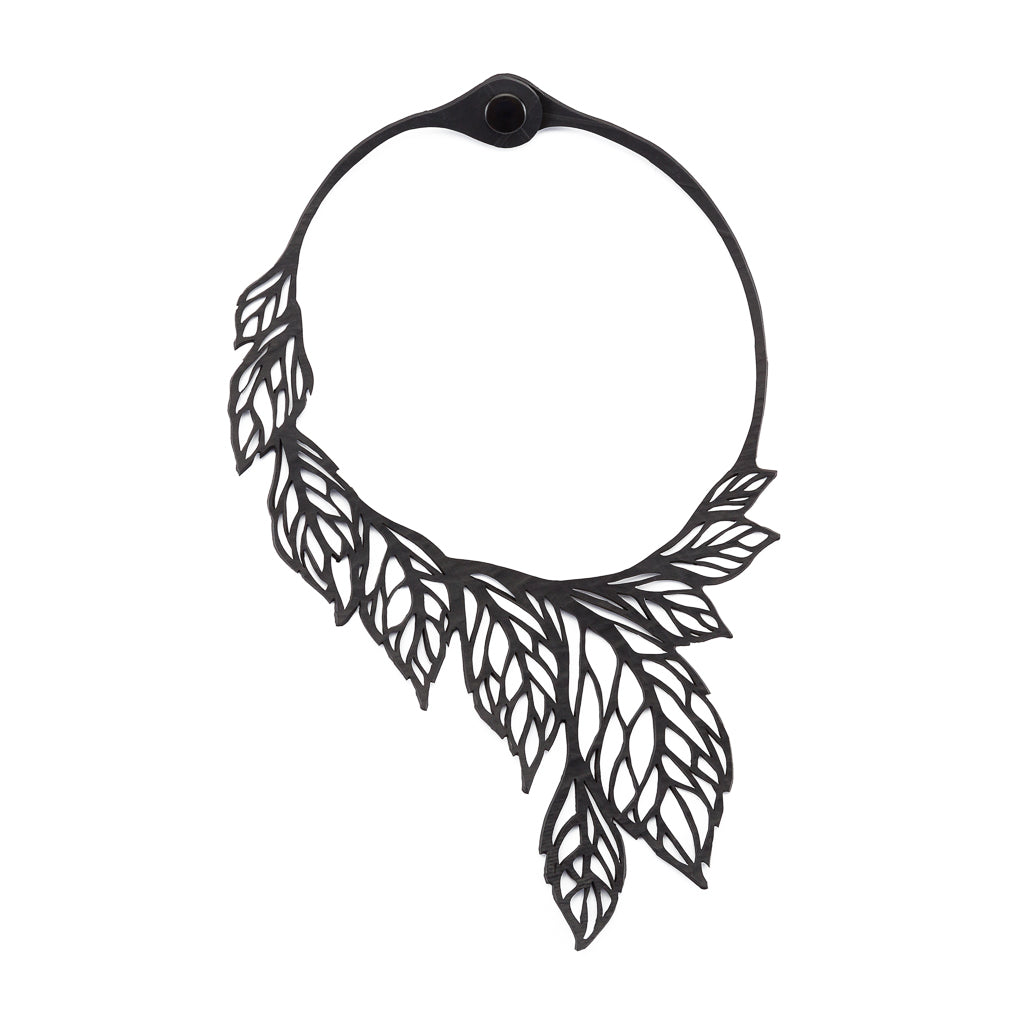 Spring Leaf Recycled Rubber Necklace-3