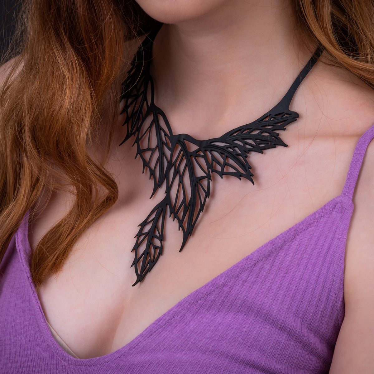 Spring Leaf Recycled Rubber Necklace-2