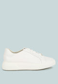 Schick Lace Up Leather Sneakers Chunky Sole Cushioned Insoles