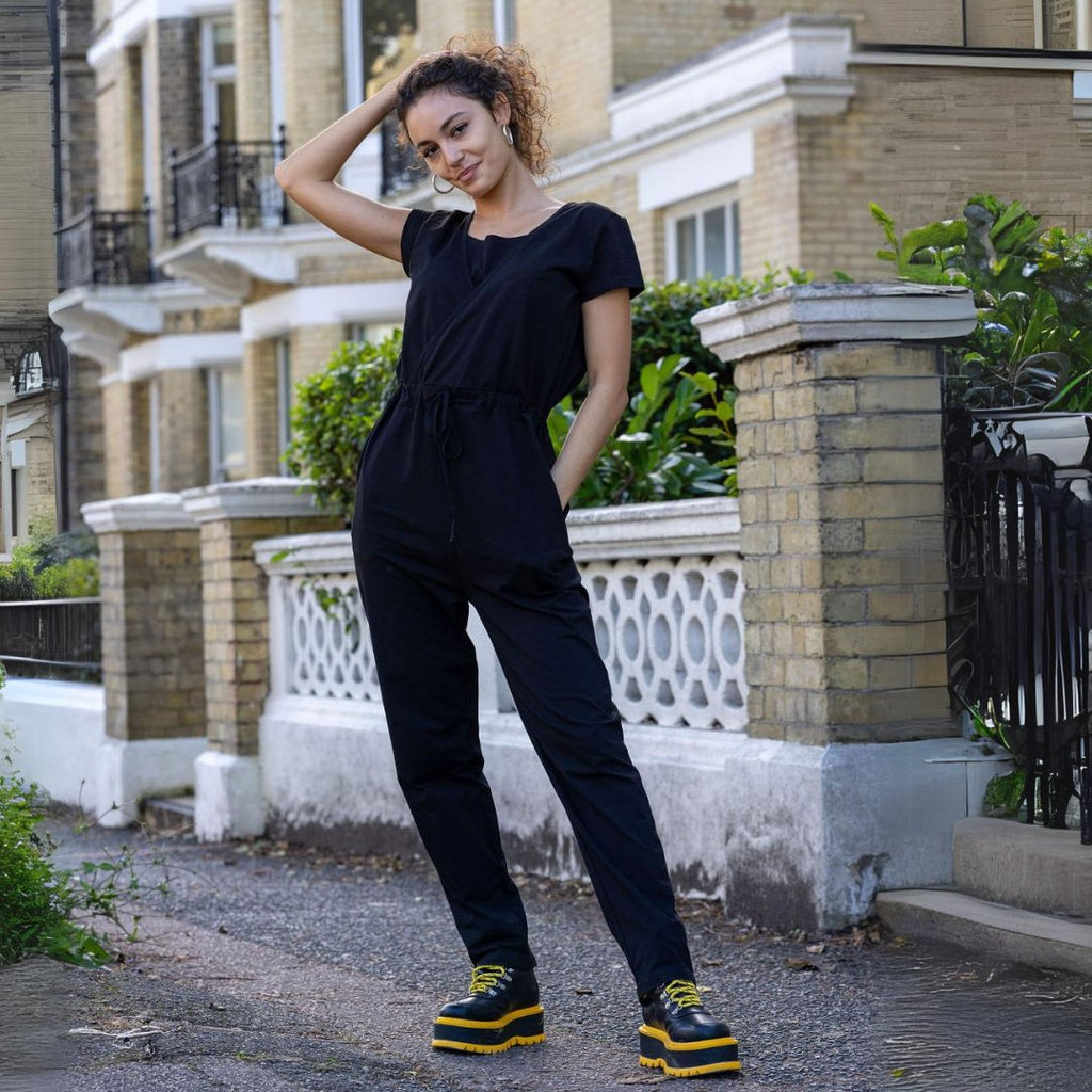 The Breastfeeding Jumpsuit - Classic Cotton Black-0