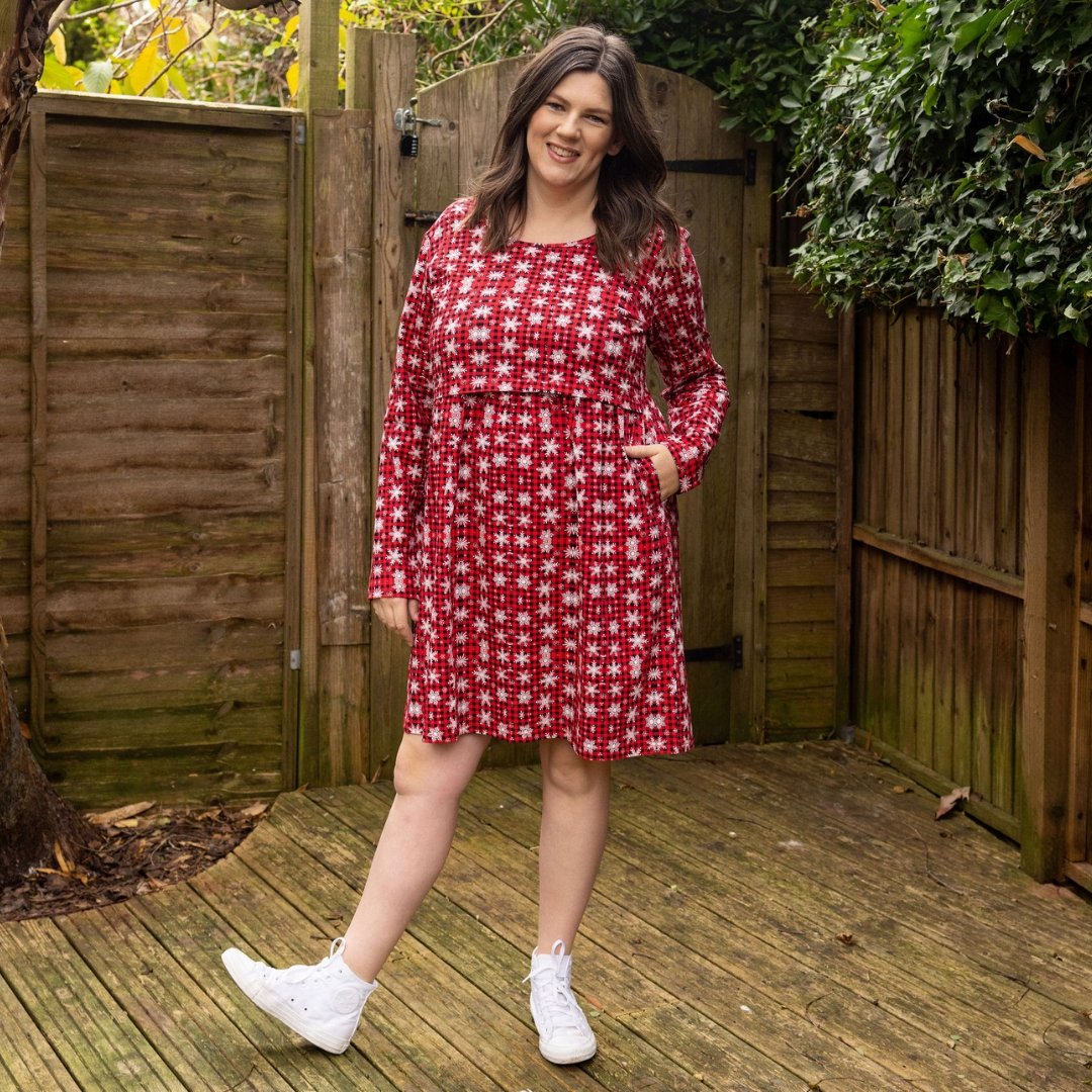 Tartan Breastfeeding Skater Dress-2